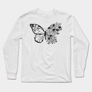 Flower Butterfly with Rose Long Sleeve T-Shirt